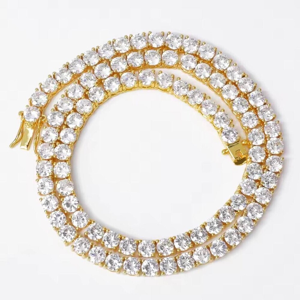 Gold Tennis Necklace 20 Inch - Picture 2 of 3